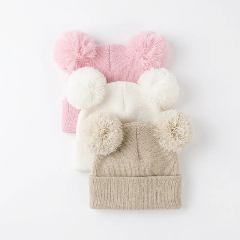 Set de 3 Gorros con Pompones