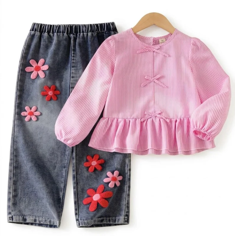 Conjunto de Blusa con lazos y Jean