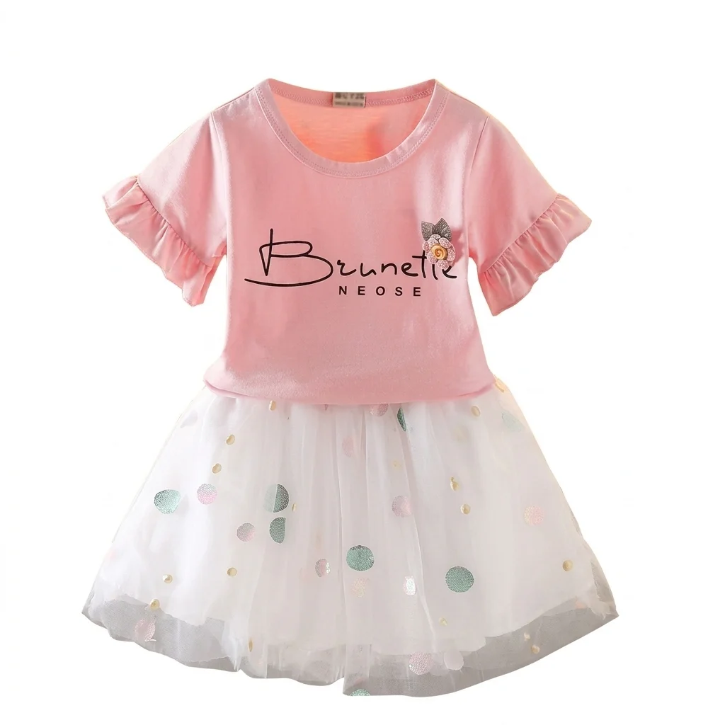 Conjunto de Blusa con Tutú con Detalles de Lunares